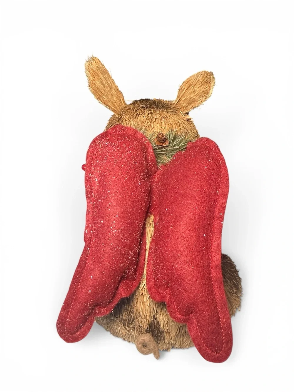 Pier 1 Imports Sisal Brown Christmas Pig with Wreath and Wings NWOT